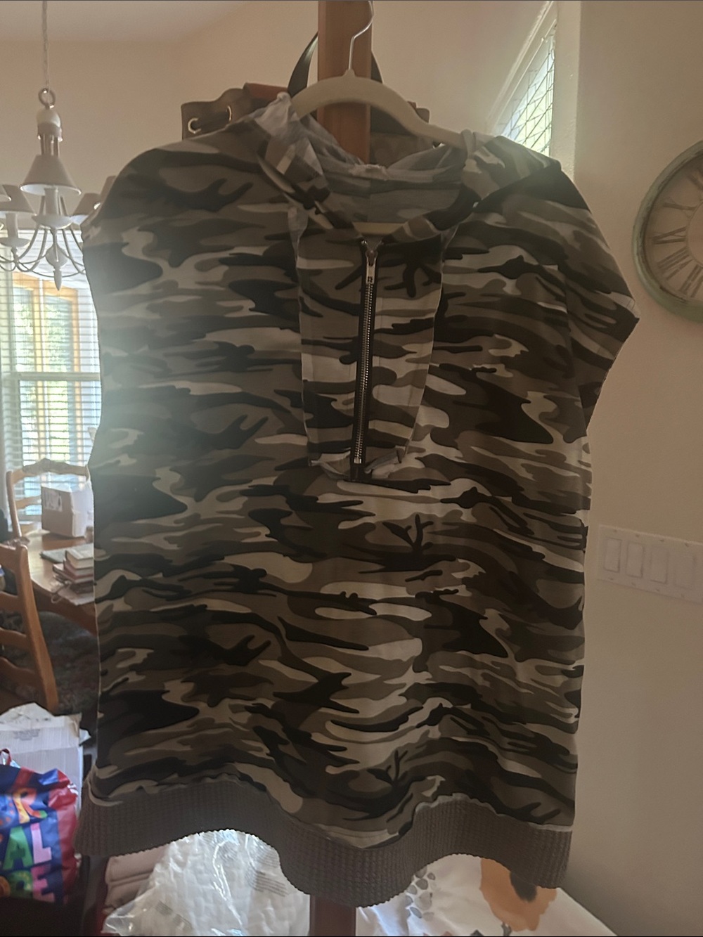 POL Girls' Camo Hoodie Dress - Olive, Tan, Black VGUC